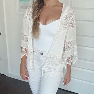 White Lace Kimono Cardigan